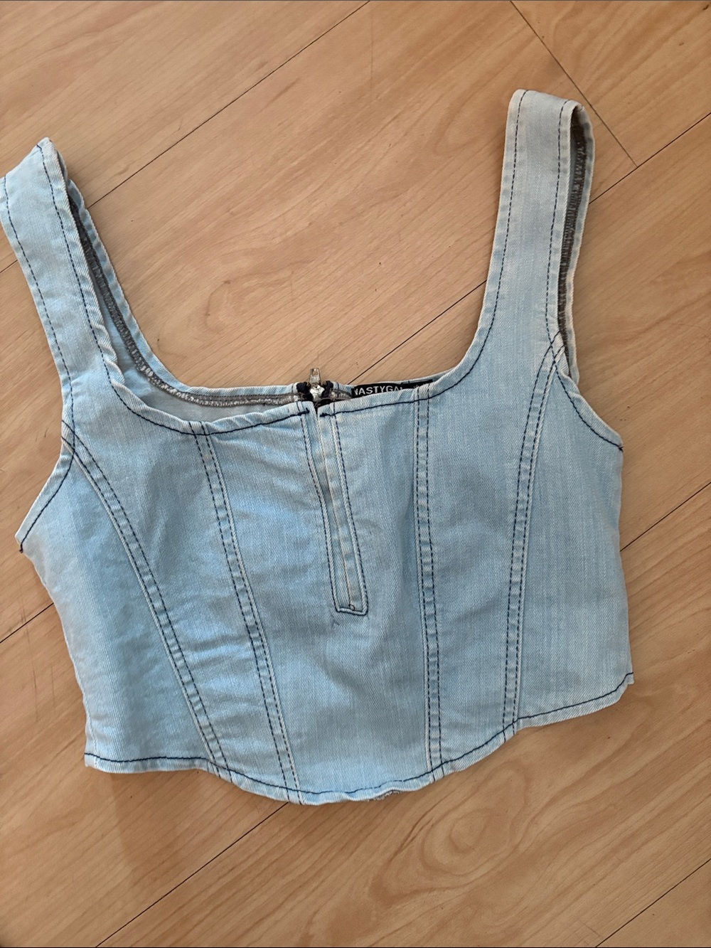 Nasty Gal Light Blue Denim Cropped Tank